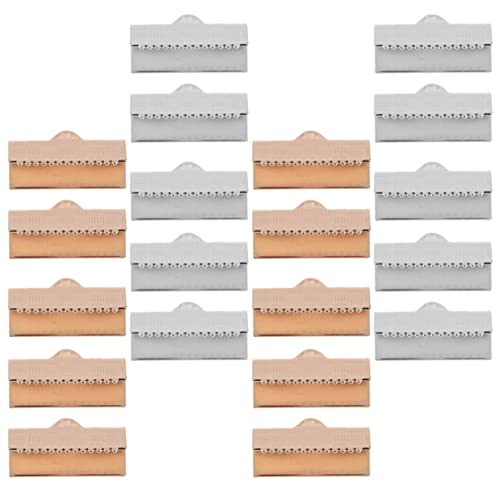 HAPINARY 50 Stück Westenknopf Band-crimp-enden Schleife Ende Der Armbandklemme Endklemmen Für Flachbandkabel Darüber Falten Crimpen Schmuckbandklemme Band-crimp-endkappen Verschluss Kupfer von HAPINARY