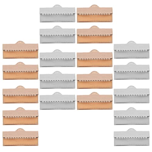 HAPINARY 50 Stück Westenknopf ribbon ripsband schmuck verschluss ziehschleifenband Kordelverschlüsse für Zugbänder Bandendklemme selber machen praktische Schmuckklemme Bandschnallen Kupfer von HAPINARY