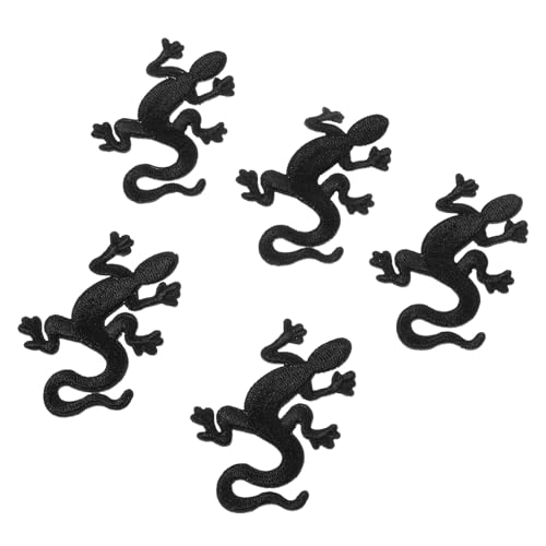 HAPINARY 5St Gecko-Stoffaufnäher Kleiderhaken für den Außenbereich Leopard moderne Kleiderhaken wandaufkleber tapetenablöser zarte Kleiderflicken multifunktionale Hutaufnäher Black von HAPINARY