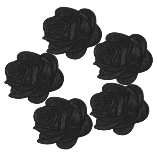 HAPINARY 5St Rosenbeet Eisen auf Patches Stich-Patch aufbügeln Stoff Blumenbeete Schmetterling Aufbügler Jeansflicken für zerrissene Jeans gestickte Abzeichen Mini-Patches Baumwolle Black von HAPINARY