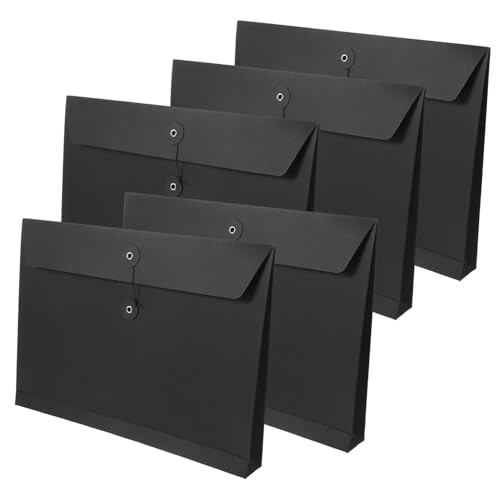 HAPINARY 5St Tüte aus Kraftpapier fünf Schreibwaren Wandordner-Organizer Aktentasche für Dokumente Dateien storage boxes aufbwahrungs-box folder Dokumentenmappen Dateiordner-Organizer Black von HAPINARY