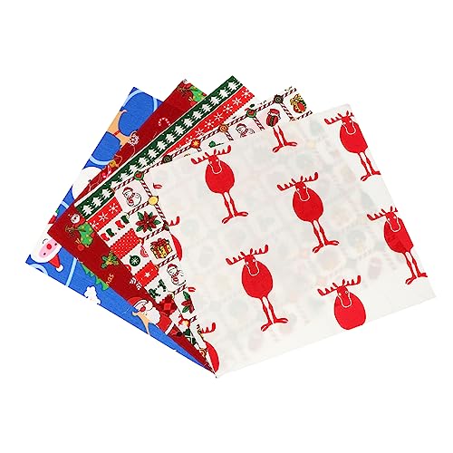 HAPINARY 5St Weihnachts-Patchwork Stoff malen Filzstoff Mini Sieb Nähen weihnachtsstoffe bastelkasten baumwollstoffe Patchworkstoff bastel material Stoffmaterial Quiltset Steppstoff rot von HAPINARY