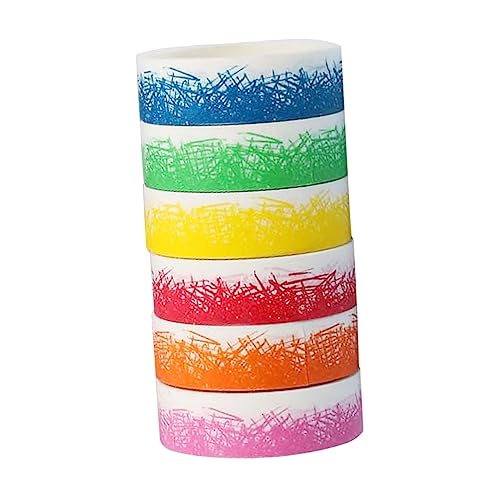 HAPINARY 6 Rollen Buntes Glitzerndes Washi Tape Dekoratives Masking Klebeband Für DIY Bastelprojekte Scrapbooking Journals Und Blumenmuster Und Transparente Aufkleber von HAPINARY