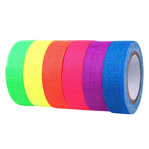 HAPINARY 6 Rollen Fluoreszierendes Klebeband Leuchtendes Dekorationsband Für UV Partys Ideal Für Bühnen Und Raumdekoration Vielseitig Einsetzbar Verschiedenen Farben Und Designs von HAPINARY