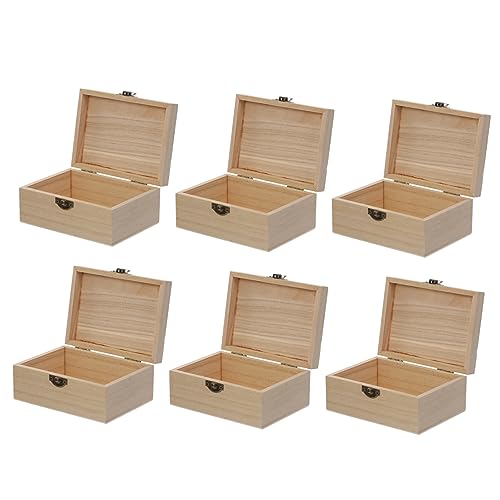 HAPINARY 6Er Boxen Holzkiste mit Schloss Schatztruhe Ringspeicher-Organizer Halter storage boxes aufbwahrungs-box dekoratives Holzetui zum Selbermachen Desktop- hölzern von HAPINARY