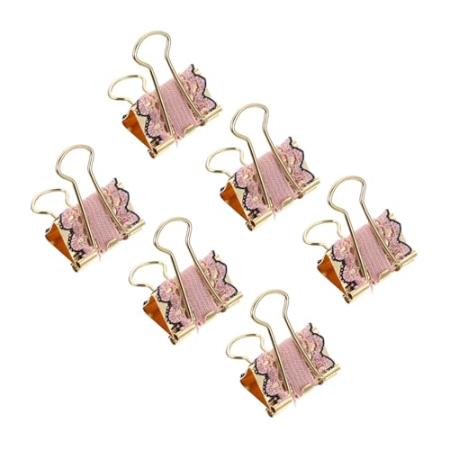 HAPINARY 6St Schwalbenschwanzclip mit langem Schulmappenclip riesige Büroklammer Stangen große Bindeklammern Gold bookmarks book marks Heftklammern aus Metall Schulbürobedarf Rosa von HAPINARY