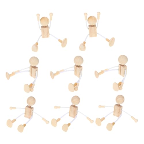 HAPINARY 8St Holzspielzeug Puppen stehen Actionfigur-Puppe Körperstifte Puppenanzeige Holz Bastelset Unfertige Holzpuppen unfertige Puppenkörper aus Holz Basteln Sie Holzpflockpuppen Beige von HAPINARY