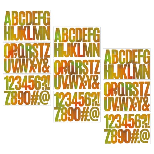 HAPINARY 9 Blätter Buchstabenaufkleber Herstellung Alphabet-Aufkleber Müll vinyl sticker vinyl aufkleber Buchstaben-Zahlen-Aufkleber kleine dekorative Zahlenaufkleber Vinyl-Aufkleber Golden von HAPINARY