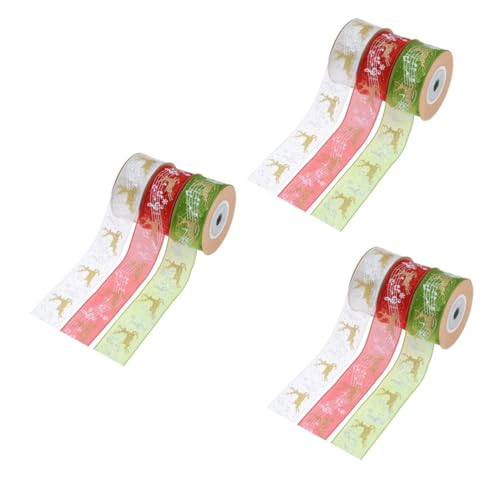 HAPINARY 9 Stk Weihnachtsband ribbon bandfeile weihnachts oblaten wheinatsgeschenke wihnachtsdeko Banddekor basteln sie ein schleifband Weihnachtsfeier gefallen Geschenkbänder Polyester von HAPINARY