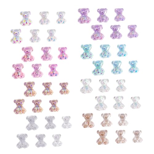 HAPINARY 96 Stk Zubehör für Nagelbären Nagel-Edelsteine glitzernde Nagelanhänger Maniküre-Dekore gummiartig Nageldekor nail art nails art Bärenabziehbilder aus Maniküreharz Manikürezubehör von HAPINARY