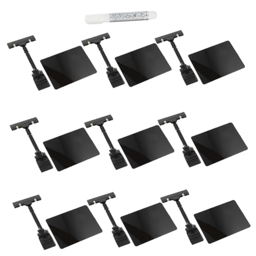 HAPINARY 9St Etikett preisschild white out swor Schilderhalter Verkäufer Inhaber Kleiderbügel Stichworte Doppelkopf-Display-Clips Preistafel für Obstläden Preistafel mit Clips PVC Black von HAPINARY