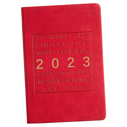 HAPINARY Agendabuch 2023 Kalender Notizblöcke Effizienter Notizblock Studienplanblock Monatsplaner Buch write board büromaterial the notebook Terminplaner Studienplaner 2023 PU-Leder rot von HAPINARY