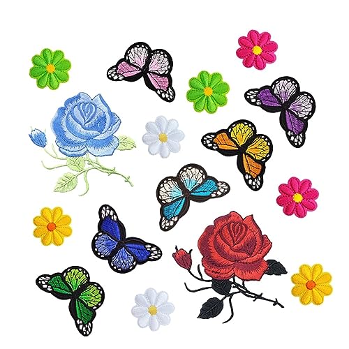 HAPINARY Blumen Serie Aufnäher Stickerei Bügel Patches Bunte Rosen Flicken Für Kleidung Rucksäcke Und Jacken Vielseitige Applikationen Zum Aufbügeln von HAPINARY