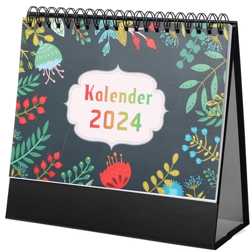 HAPINARY Deutscher Tischkalender 2024 Organisator aus Papier akademischer Kalender Schreibtischplaner Staffeleien büroartikel bürobedarf büromaterial Büro-Tischkalender Standkalender von HAPINARY