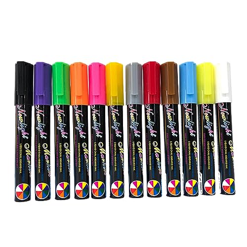 HAPINARY Fluoreszenz-marker-stift-set 12 Stück Löschbare Kreidemarker Flüssigkreidestifte Für Whiteboard Büro von HAPINARY