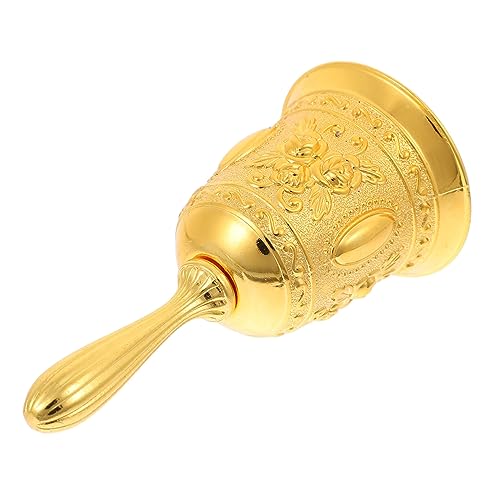 HAPINARY Handklingel Glocke Knopf Tür klimpern Ring klopfen Glockenspiel Forderung Hotel Teller Glocke Stabglocke esstisch glocke Restaurant-Handglocke Restaurant-Rufglocke Metall Golden von HAPINARY