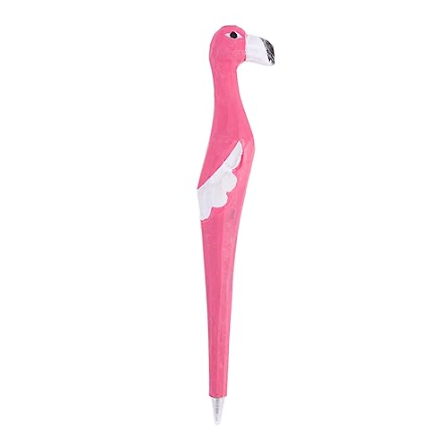 HAPINARY Holzstifte Schnitzen Kugelschreiber Gelstift Tierischer Stift Flamingo-kuchenaufsätze Kreativer Gelstift Cartoon Schnitzstift Zugangskarten-schlüsselanhängerhalter Aquarellstifte von HAPINARY