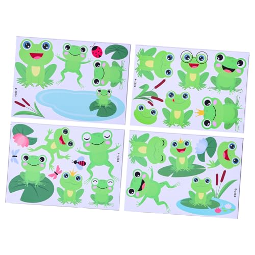 HAPINARY Kartoon Frosch Wandaufkleber Für Kinderzimmer 4 Bögen PVC Abnehmbar Wandtattoo DIY Dekoration Für Das Kinderzimmer Niedliche Wandsticker Für Kreative Raumgestaltung von HAPINARY