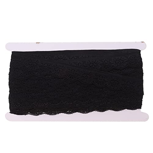 HAPINARY Stretch-Spitze Schneiderei elastische Schnürsenkel Lametta-Fransenbesatz transparenter Stoff funkeln stoffschere trimmschere Spitze selber nähen kleid ausschnitt spitze Nylon Black von HAPINARY