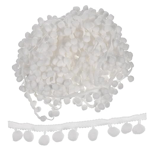 HAPINARY Vorhang Dekoration Dekorative Quasten Pom-pom-girlande Wanddekoration Aus Makramee Künstliche Girlande Wimpelkette Aus Stoff Fransenband Mit Quaste Party Bänder Poms Weiß Acrylgarn von HAPINARY