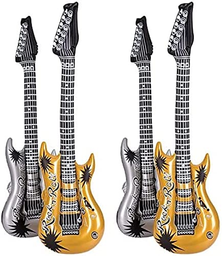 Aufblasbare Jumbo-Gitarren, 101,6 cm, 4 Stück, Gold / Silberfarben von HAPPY DEALS ~