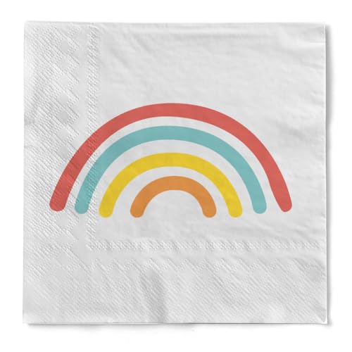 HAPPY PAPER Cocktail-Serviette "Rainbow" aus Tissue 3-lagig, Einwegserviette ideal für Kindergeburtstage, 25 x 25 cm, 20 Stück von HAPPY PAPER