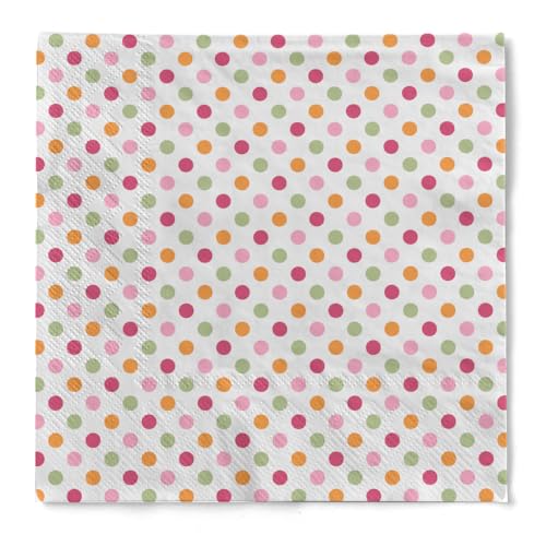 HAPPY PAPER Serviette "Dina" (Punkte) aus Tissue 3-lagig, Einwegserviette ideal für Kindergeburtstag, Picknick und Mädelsabend, 33 x 33 cm, 20 Stück von HAPPY PAPER