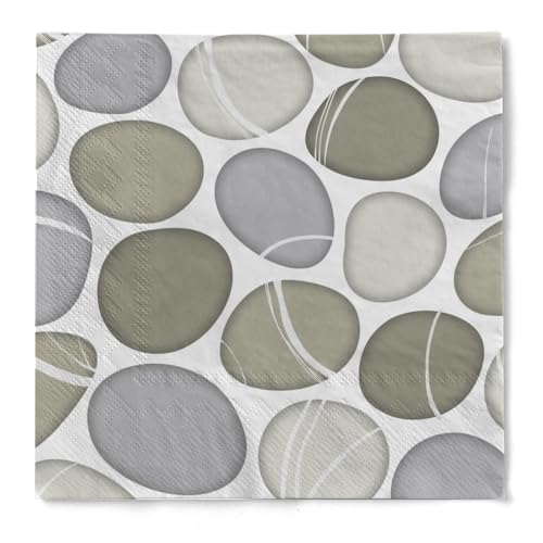 HAPPY PAPER Serviette "Pebble" (Steine) aus Tissue 3-lagig, Einwegserviette ideal für Wellness- und Spa oder Mediterrande Abende, 33 x 33 cm, 20 Stück von HAPPY PAPER