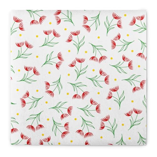 Serviette Draconi (Blumen) aus Linclass® Airlaid 40 x 40 cm, 12 Stück von HAPPY PAPER