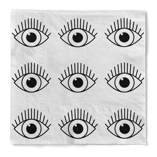 Serviette "Eyes" in Schwarz aus Tissue 33 x 33 cm, 20 Stück von HAPPY PAPER