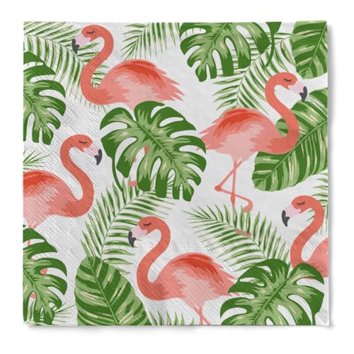 Serviette "Flamingo" aus Tissue 33 x 33 cm, 20 Stück von HAPPY PAPER