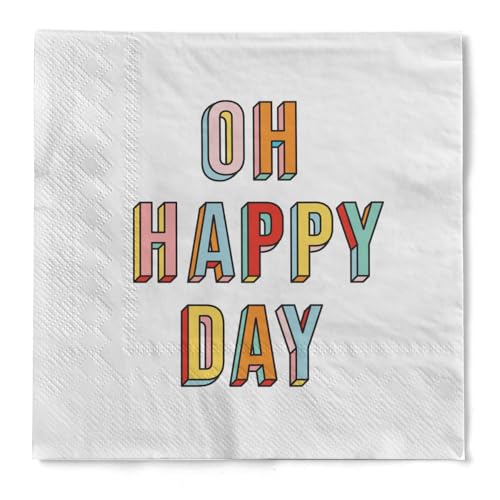 Serviette "Happy Day" aus Tissue 33 x 33 cm, 20 Stück von HAPPY PAPER