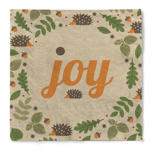 Serviette "Joy" (Herbst) in Grün aus Tissue 33 x 33 cm, 20 Stück von HAPPY PAPER