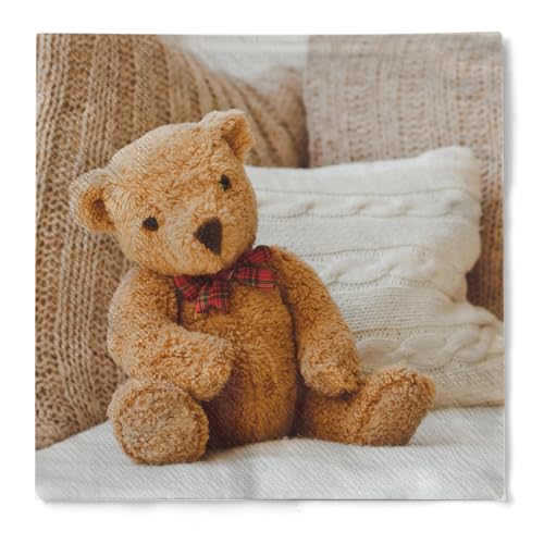 HAPPY PAPER Serviette "Oursy" (Teddybär) aus Tissue 3-lagig, Einwegserviette ideal für Kindergeburtstage und gemütliche Familientreffen, 33 x 33 cm, 20 Stück von HAPPY PAPER