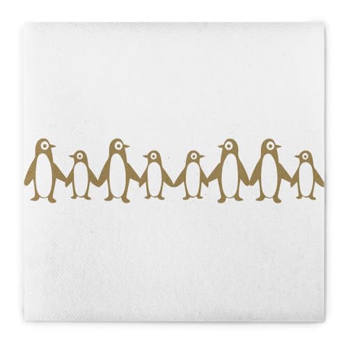 HAPPY PAPER Serviette "Pinguin" in Gold aus Linclass® Airlaid, Einwegserviette ideal für Kindergeburtstage, 40 x 40 cm, 12 Stück von HAPPY PAPER