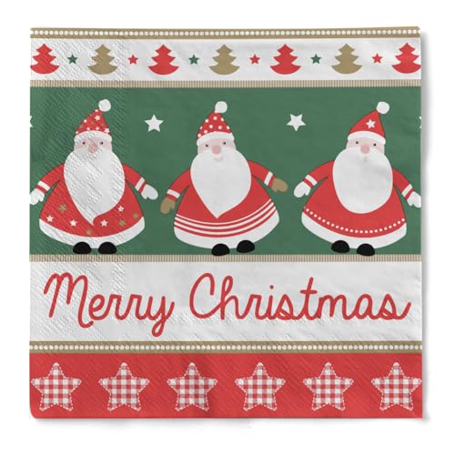 Serviette "Singing Santa" aus Tissue 33 x 33 cm, 20 Stück von HAPPY PAPER