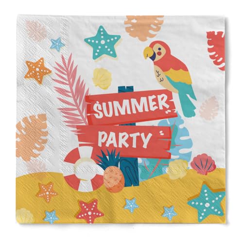 Serviette "Summer Party" aus Tissue 33 x 33 cm, 20 Stück von HAPPY PAPER