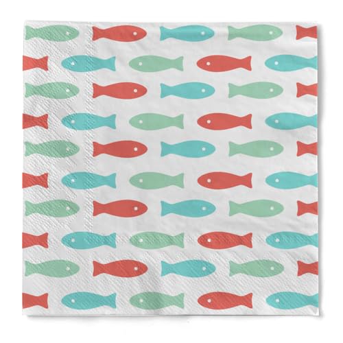 Serviette "Tilapia" (Fische) Retro aus Tissue 33 x 33 cm, 20 Stück von HAPPY PAPER