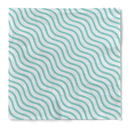 Serviette "Wavy" (Wellen) in old Blue aus Tissue 33 x 33 cm, 20 Stück von HAPPY PAPER