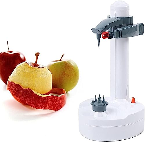 Elektrischer Kartoffelschäler, elektrischer Rotato-Kartoffelschäler, automatisch rotierende Obstschälmaschine, elektrischer Obst- und Gemüseschäler, Edelstahlschäler mit 2 zusätzlichen Klingen(White) von HAPPYSHOPS