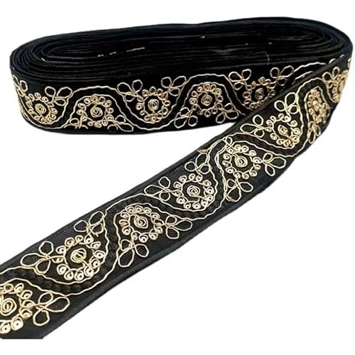 Spitzenzubehör for Kleidung, 4 cm Jacquard-Spitzenstickerei-Spitzenband, DIY-Stickspitze.(Black) von HAQJWMZC