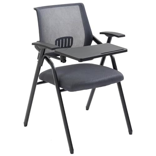 Klappbarer Schülerstuhl mit angeschlossenem Schreibtisch, klappbarer Computer-Schreibtischstuhl aus Netzstoff mit Schreibtafel und Tasse, Konferenzraumstuhl, ergonomische Bürostühle(/Light Gray) von HAQMG