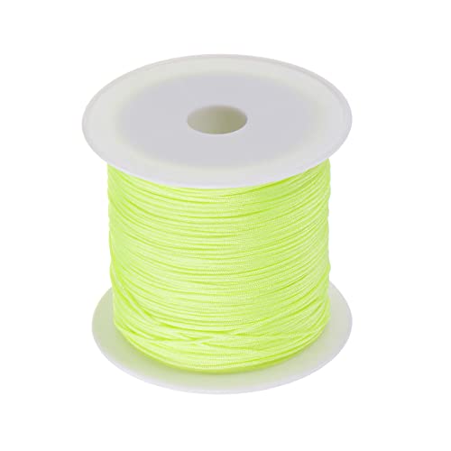 HARFINGTON 1 Rolle Nylon Perlenfaden Knotenschnur 0,6 mm 45,7 m geflochtenes Nylon Basteln Satin Schnur für Armband Halskette Kumihimo, fluoreszierendes Gelb von HARFINGTON