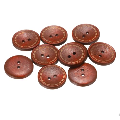 HARFINGTON 10 Stück 36L Holzknöpfe zum Nähen, 23 mm, 2 Löcher, runde Holzknöpfe zum Nähen, Kleidung, Kissen, Basteln, Dekoration, Rotbraun HARFINGTON 10 Stück 36L Holzknöpfe zum Nähen, 23 mm, 2 Löcher, runde Holzknöpfe zum Nähen, Kleidung, Kissen, Basteln, Dekoration, Rotbraun von HARFINGTON