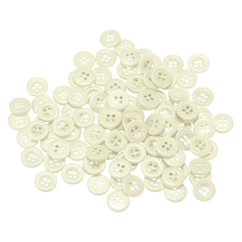 HARFINGTON 100 Stück 16L Nähknöpfe, 10 mm, Harz, rund, flach, 4 Löcher, Ersatzknöpfe für Mäntel, Nähen, Kleidung und Heimwerken, Beige von HARFINGTON