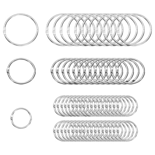 HARFINGTON 100 Stück Binderinge 1/1,5/2 Zoll Loseblatt-Bindering Metall Buchringe lose Blätter Ringe für Karteikarten Schlüsselanhänger Schlüssel Notebook Ringe für Home Office Silber Ton von HARFINGTON