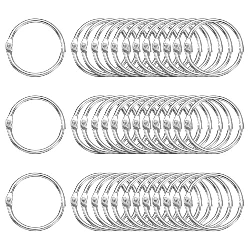 HARFINGTON 100 Stück Binderinge 2,5 cm Loseblatt-Bindering Metall Buchringe lose Blätter Ringe für Karteikarten Schlüsselanhänger Schlüssel Notizbuch Ringe für Home Office Silber Ton von HARFINGTON