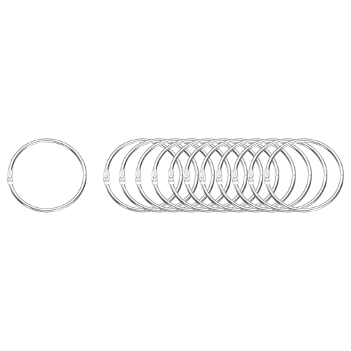 HARFINGTON 12 Stück Binderinge 5,1 cm lose Blätter Bindering Metall Buchringe lose Blätter Ringe für Karteikarten Schlüsselanhänger Schlüssel Notizbuch Ringe für Home Office Silber Ton von HARFINGTON