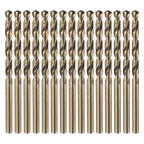 HARFINGTON 15-teiliges M35 Kobalt-Spiralbohrer-Set, 4,1 mm Durchmesser, Hochgeschwindigkeitsstahl, metrische Bohrer, 75 mm Gesamtlänge zum Bohren, Schneiden durch Hartmetalle, Edelstahl von HARFINGTON