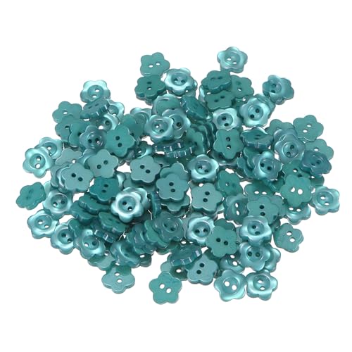 HARFINGTON 150 Stück 17 l Blumen-Nähknöpfe, 11 mm, Kunstharz, Stern, 2 Löcher, Ersatzknöpfe zum Nähen von Kleidung und Heimwerken, Seeblau von HARFINGTON